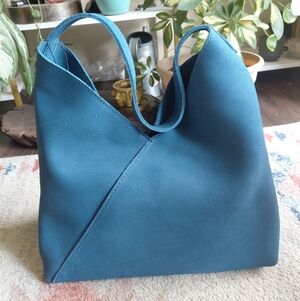 Portland Leather AP Oversized Naomi Mariner Blue Suade Tote NWT Hidemark